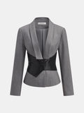 Detachable Waist Belt Lapel Tailored Blazer