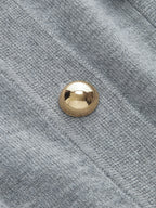 Metal Button Wool-Blend Collared Knit Cardigan