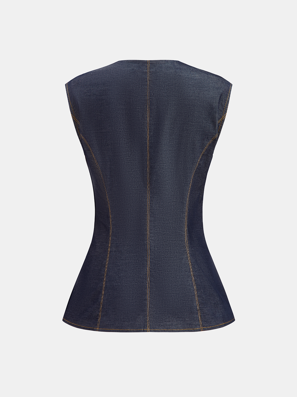 Metal Button Denim Sleeveless Vest