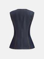 Metal Button Denim Sleeveless Vest