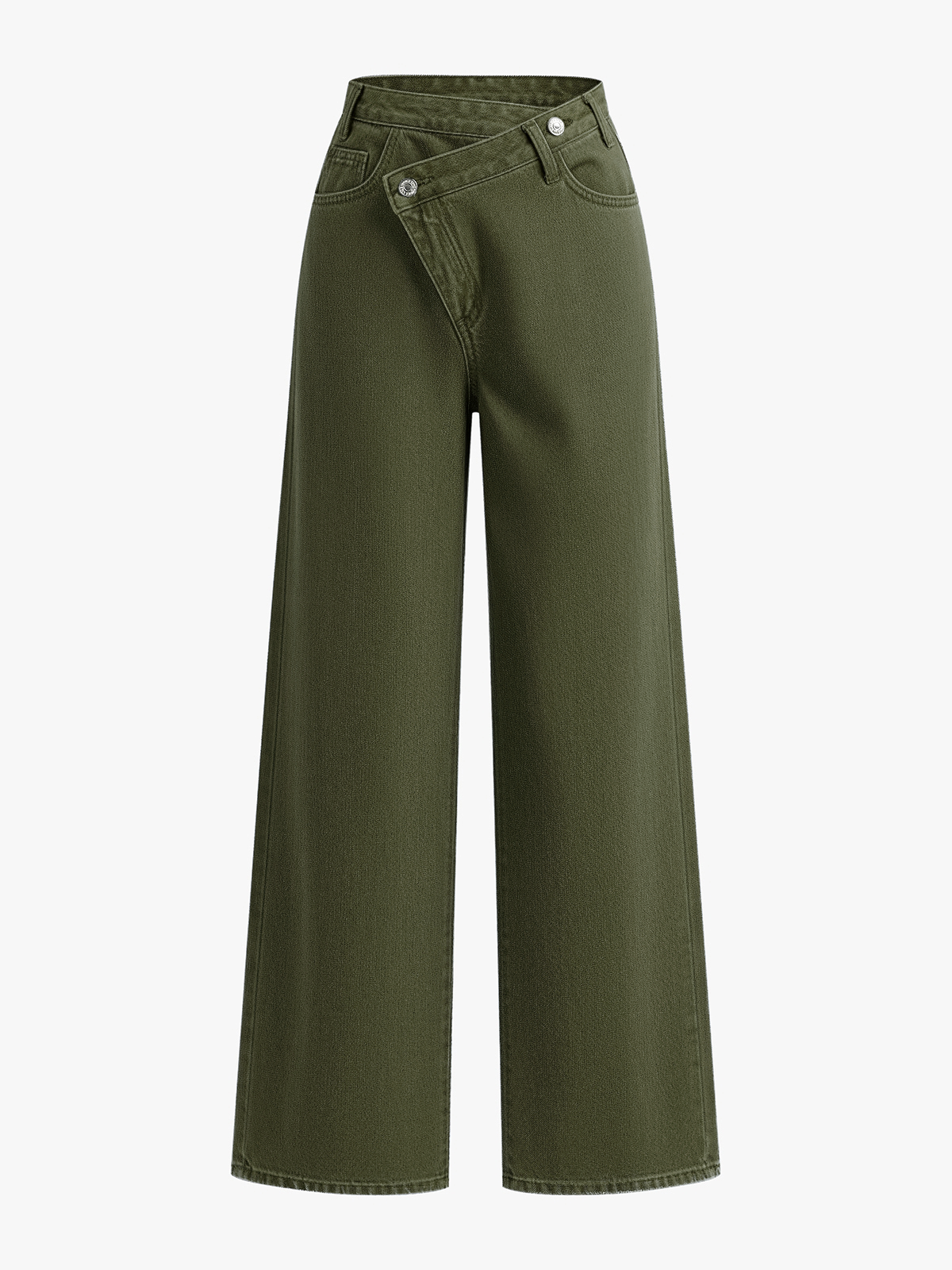 Jeans Anchos de Cintura Asimétrica