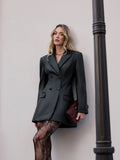 Double-Breasted Faux Leather Blazer