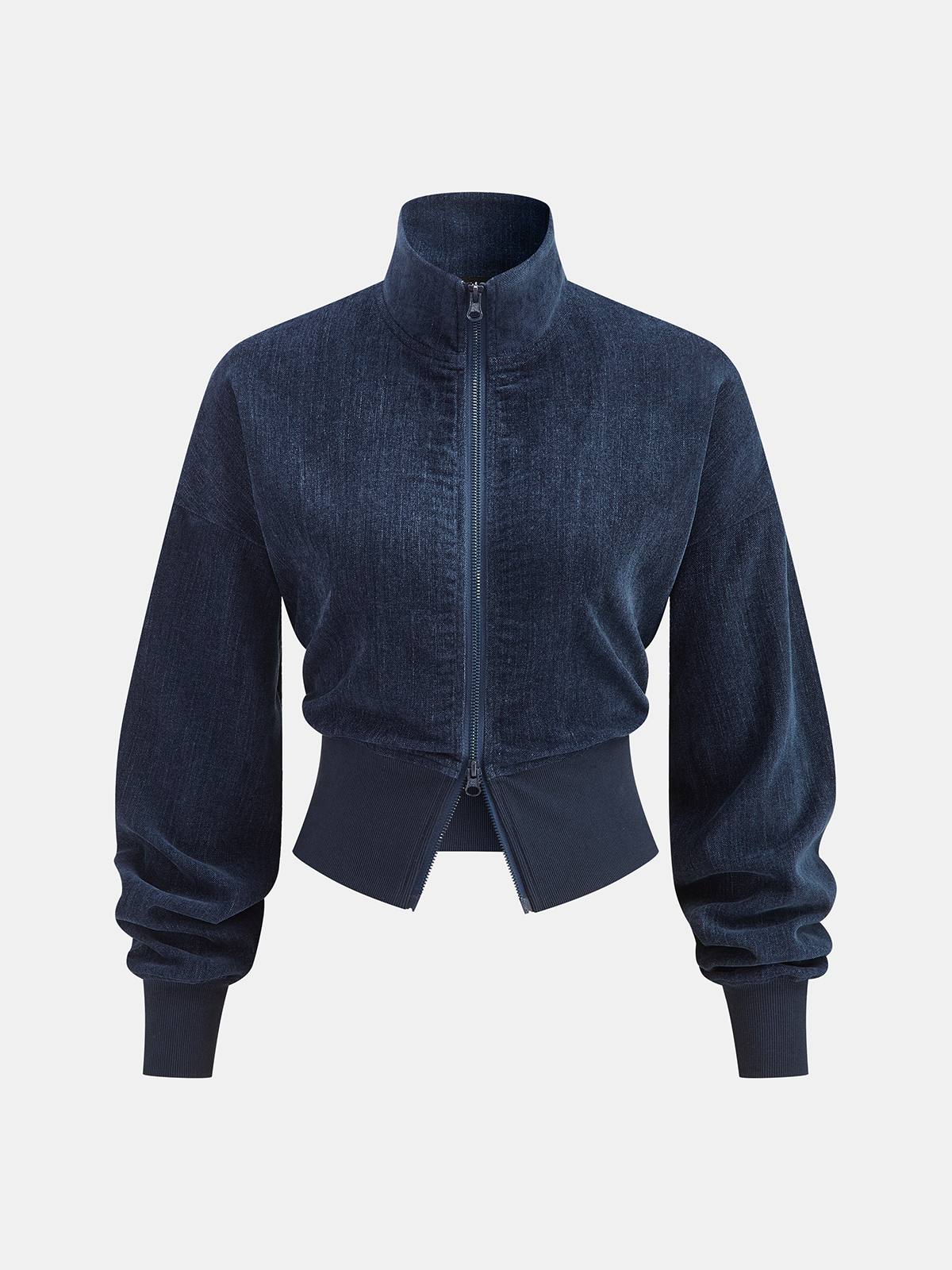 Conjunto de Chaqueta de Terciopelo con Cremallera y Pantalón Ancho