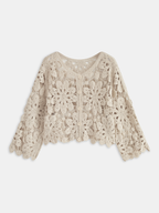 Cropped Floral Crochet Cardigan