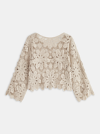 Cropped Floral Crochet Cardigan