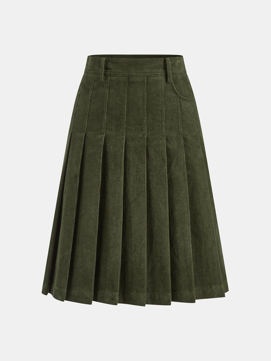 Falda Midi Plisada de Pana