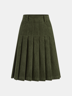 Falda Midi Plisada de Pana