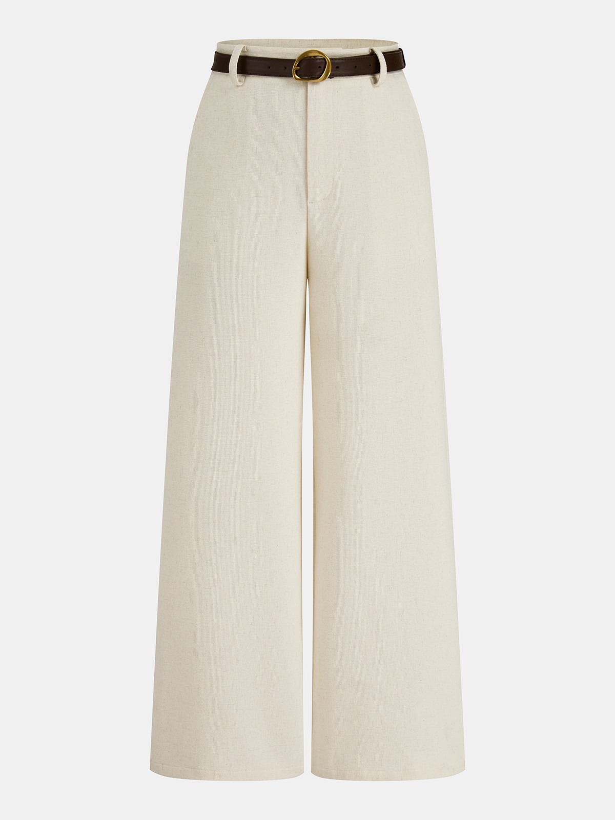 Pantalón Ancho de Lino con Cinturón