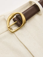 Pantalón Ancho de Lino con Cinturón