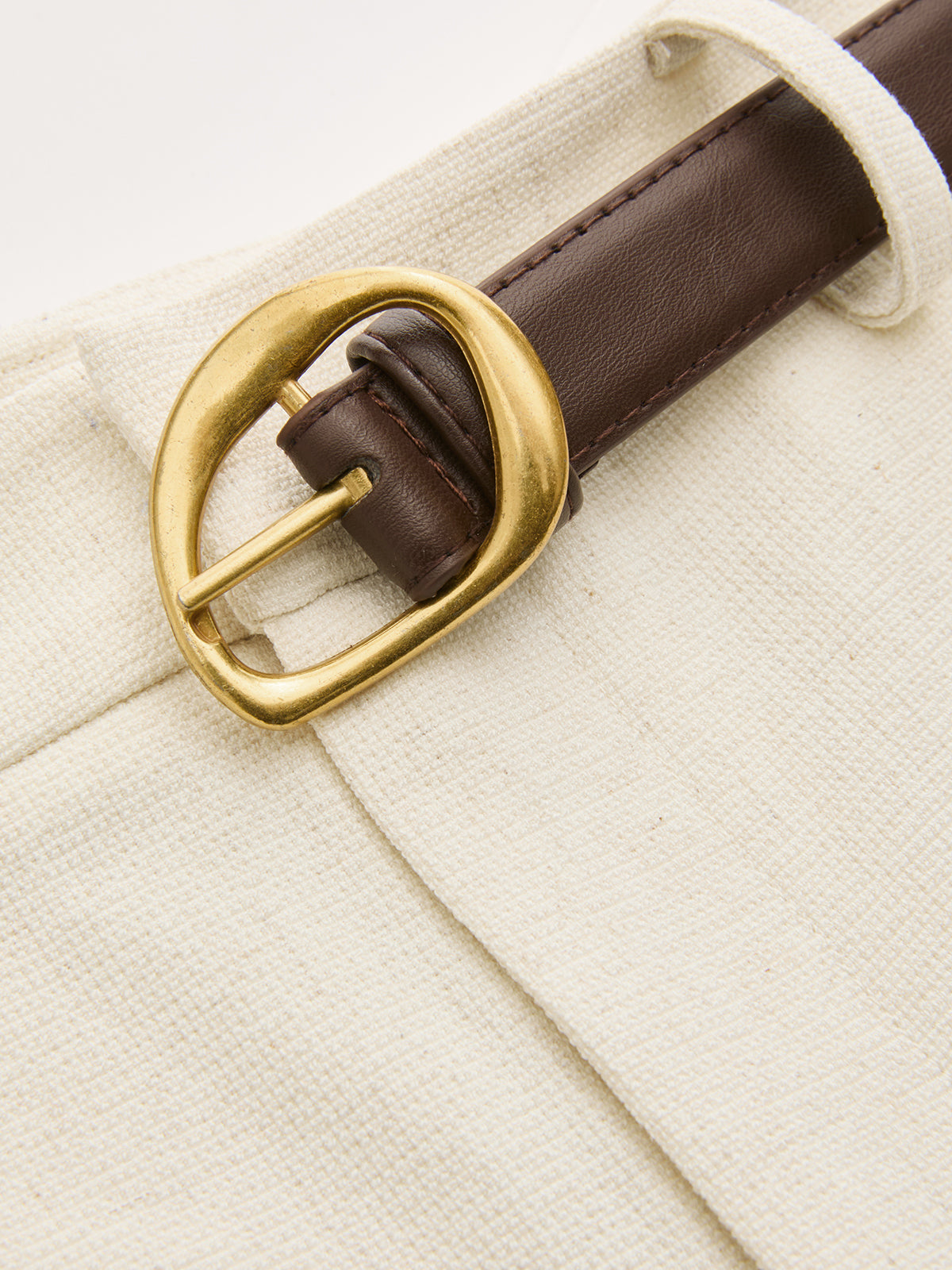 Pantalón Ancho de Lino con Cinturón