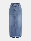 Falda Midi de Denim Asimétrica con Abertura