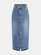 Falda Midi de Denim Asimétrica con Abertura