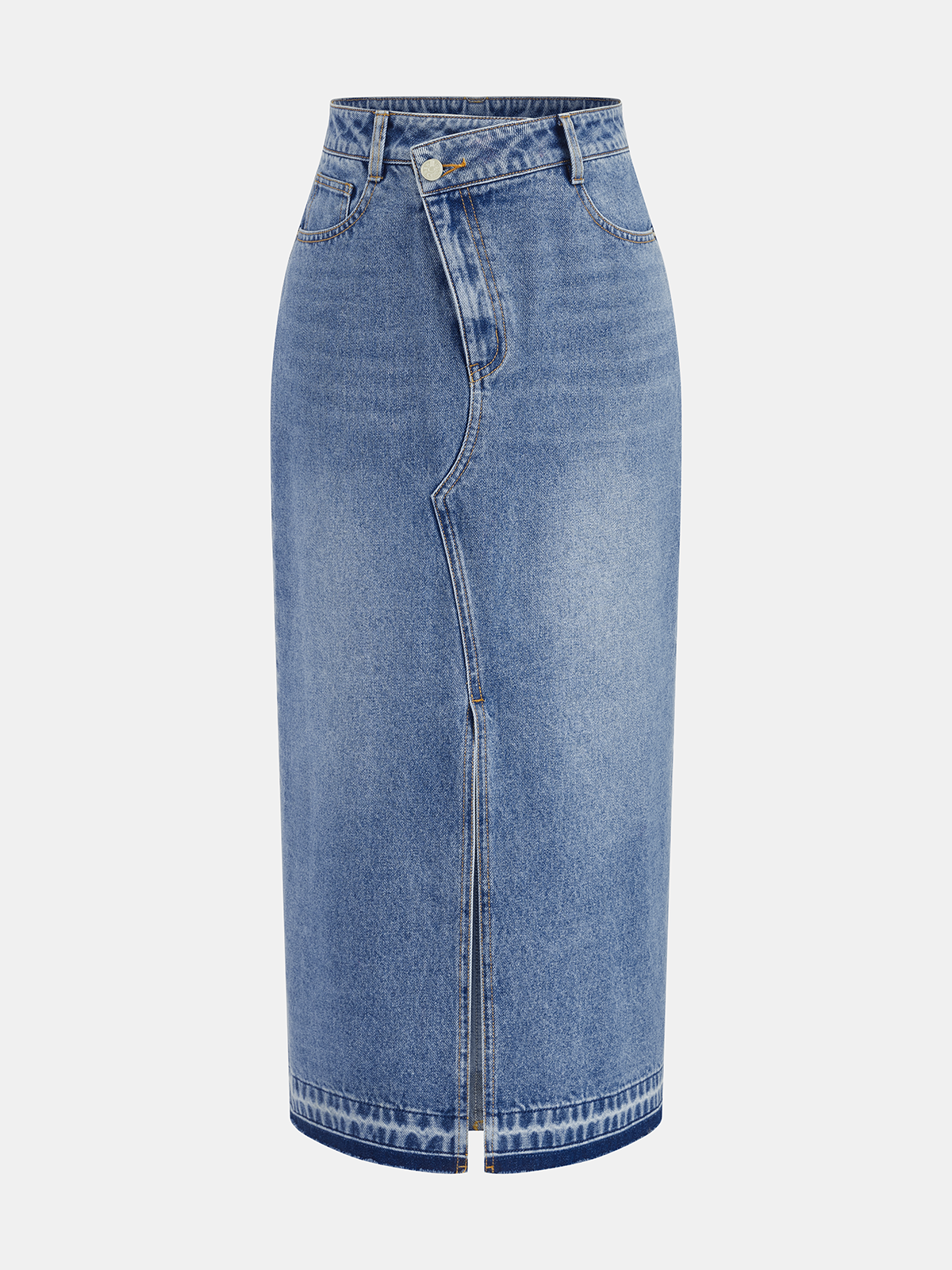 Falda Midi de Denim Asimétrica con Abertura