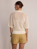 Metal Button Openwork Knit Cardigan