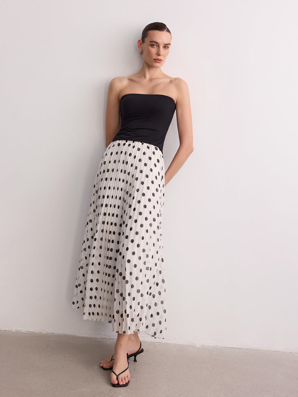 Falda Maxi Plisada de Lunares