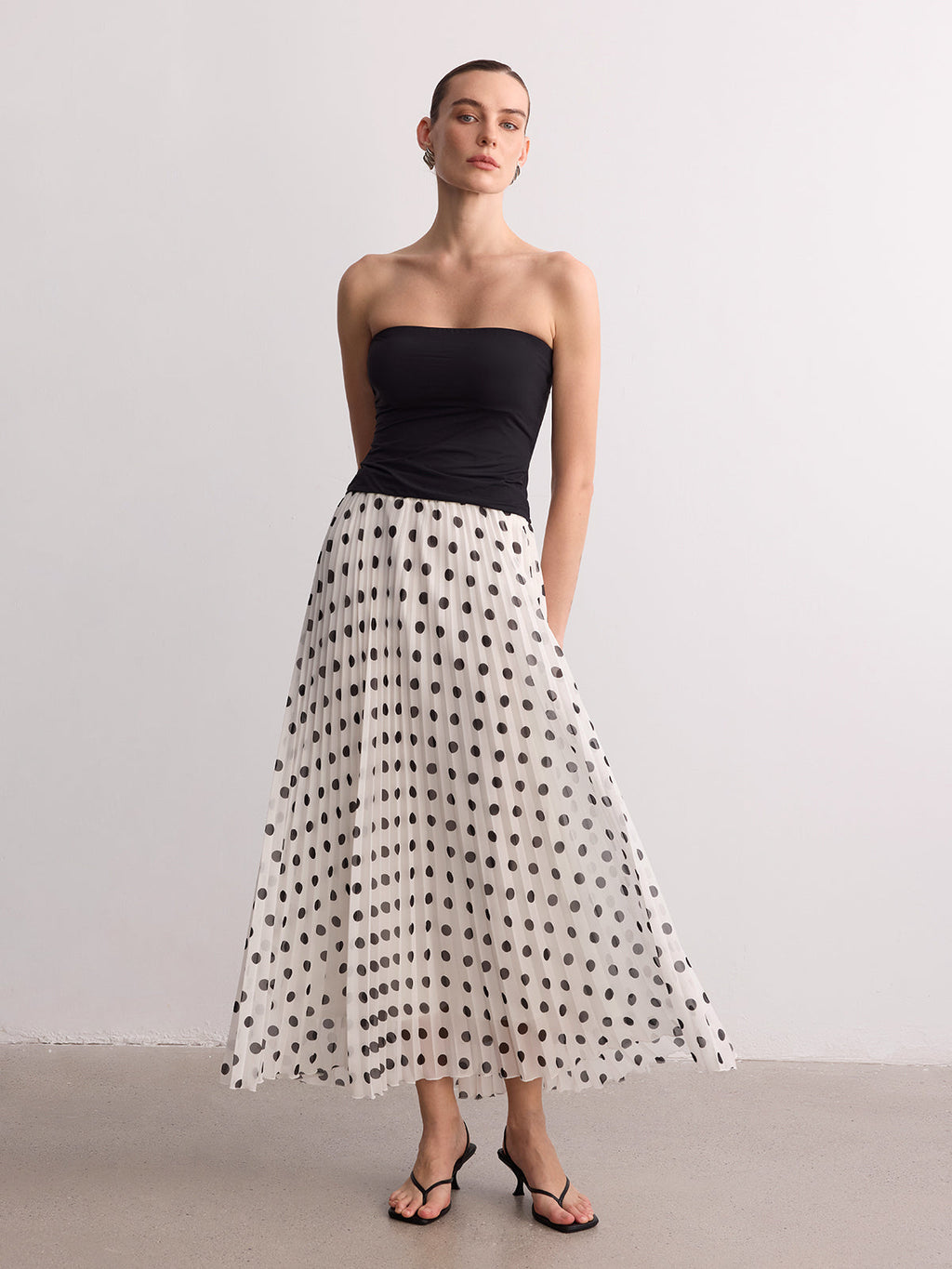 Falda Maxi Plisada de Lunares