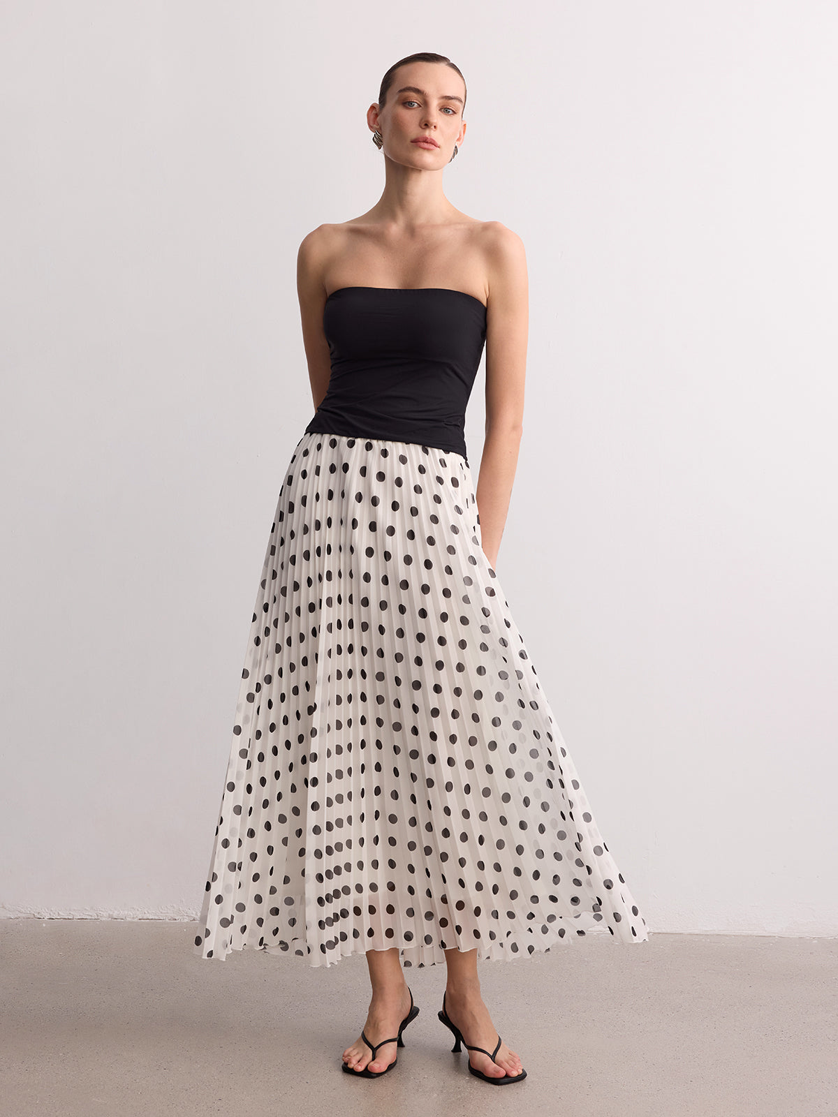 Falda Maxi Plisada de Lunares