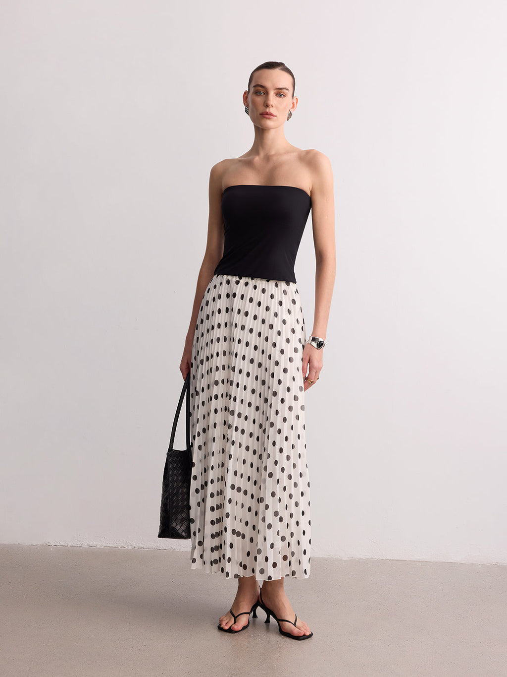 Falda Maxi Plisada de Lunares