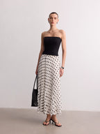 Falda Maxi Plisada de Lunares