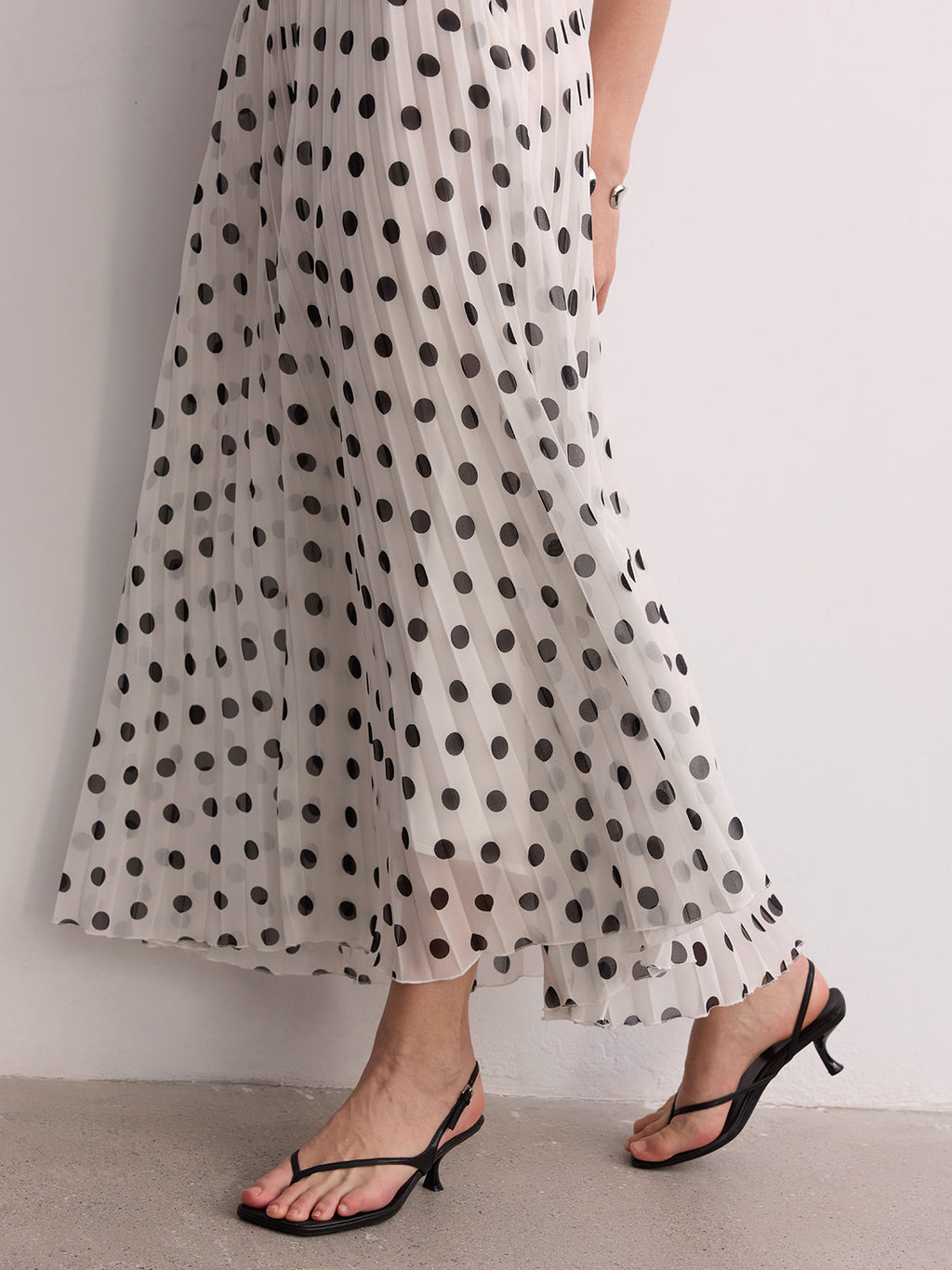 Falda Maxi Plisada de Lunares