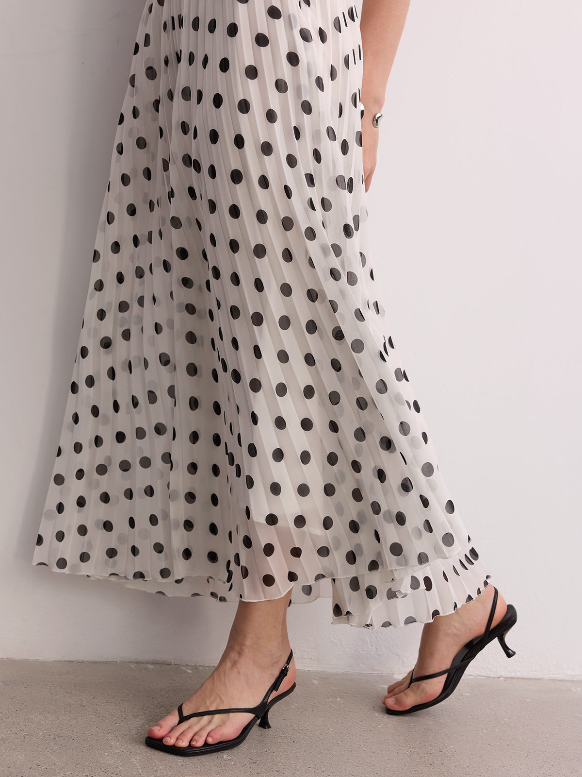 Falda Maxi Plisada de Lunares