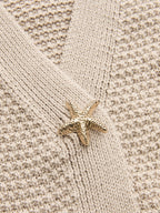 V-Neck Short Sleeve Starfish Button Cardigan