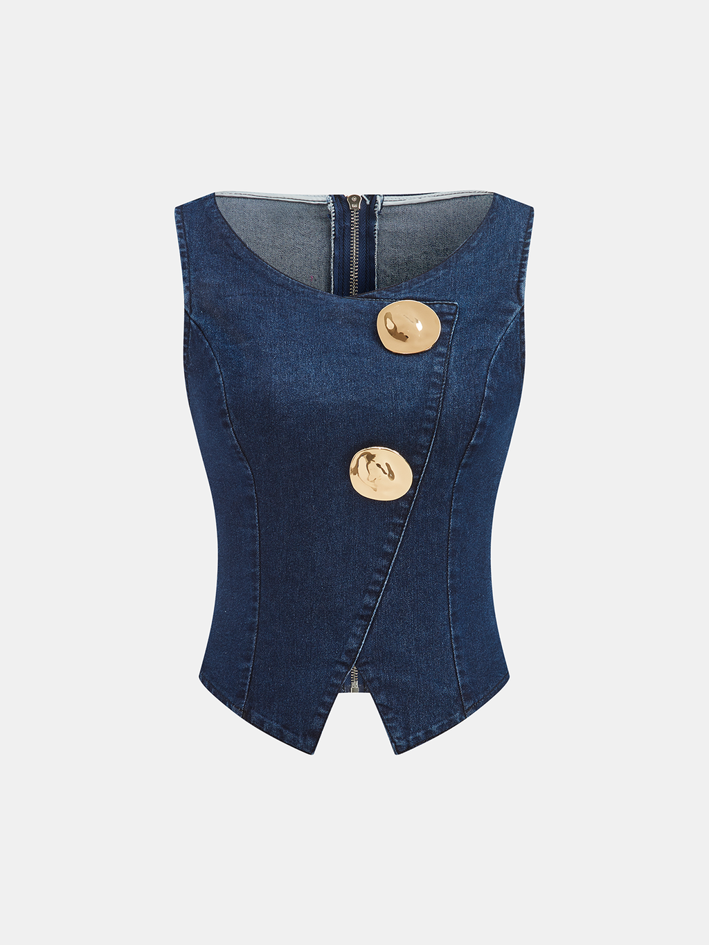 Conjunto de Top de Denim Sin Mangas y Pantalón Acampanado