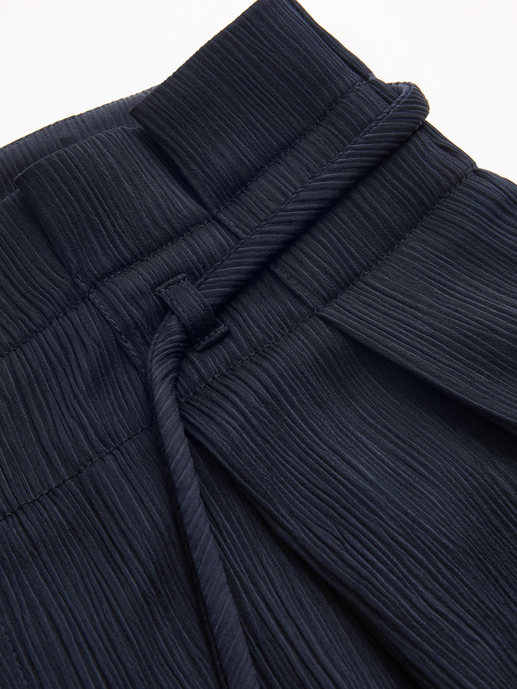 Pantalón Ancho de Satén con Cintura Fruncida (Paperbag)