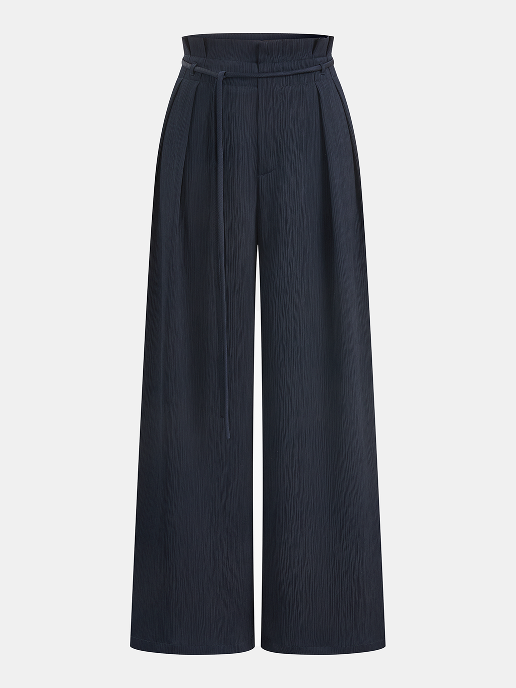 Pantalón Ancho de Satén con Cintura Fruncida (Paperbag)