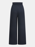 Pantalón Ancho de Satén con Cintura Fruncida (Paperbag)