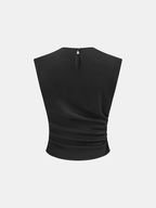 Conjunto de Top Fruncido Sin Mangas y Pantalón Plisado