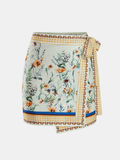 Minifalda Cruzada Anudada con Estampado Floral