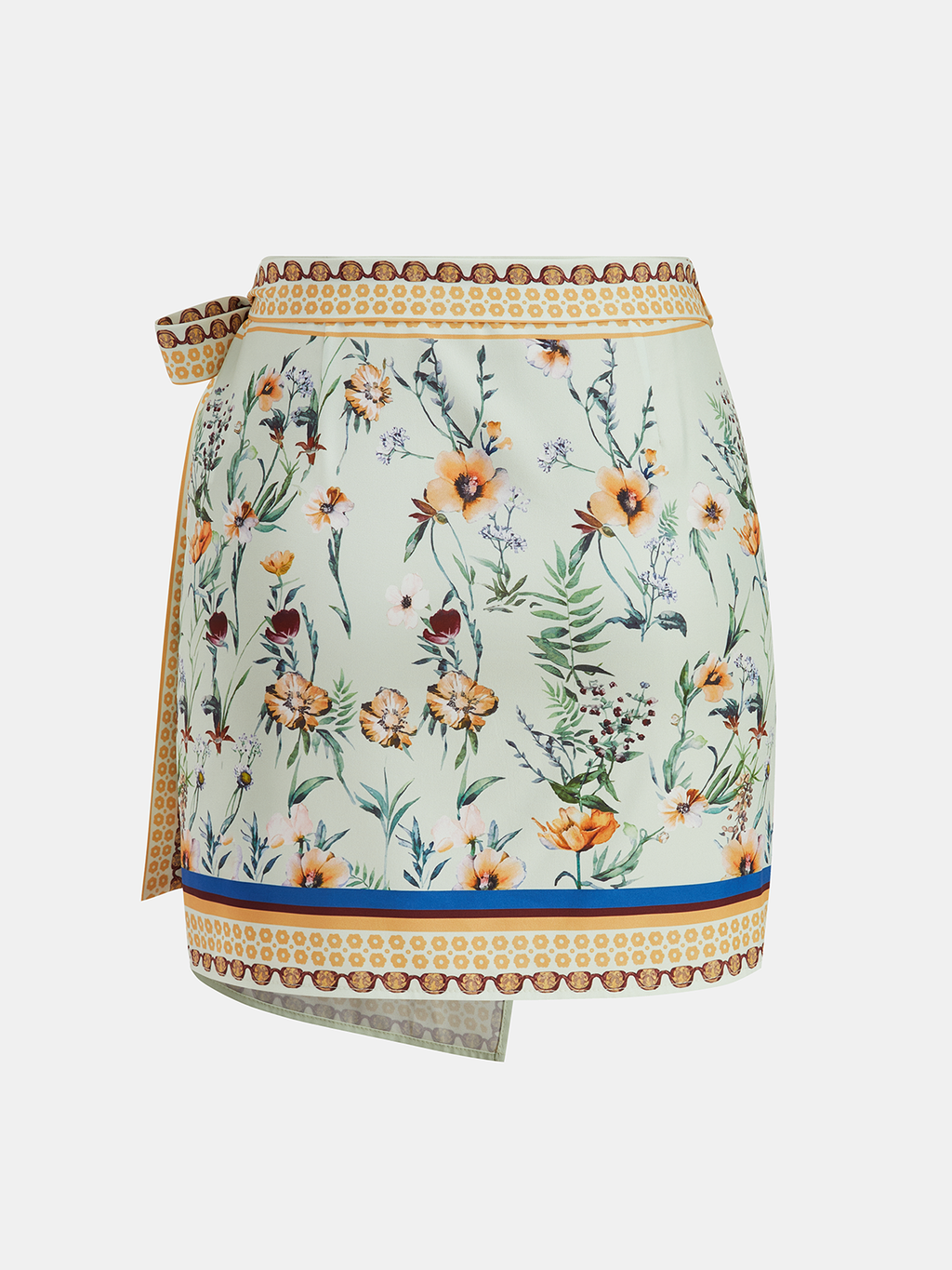Minifalda Cruzada Anudada con Estampado Floral