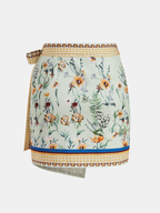 Minifalda Cruzada Anudada con Estampado Floral