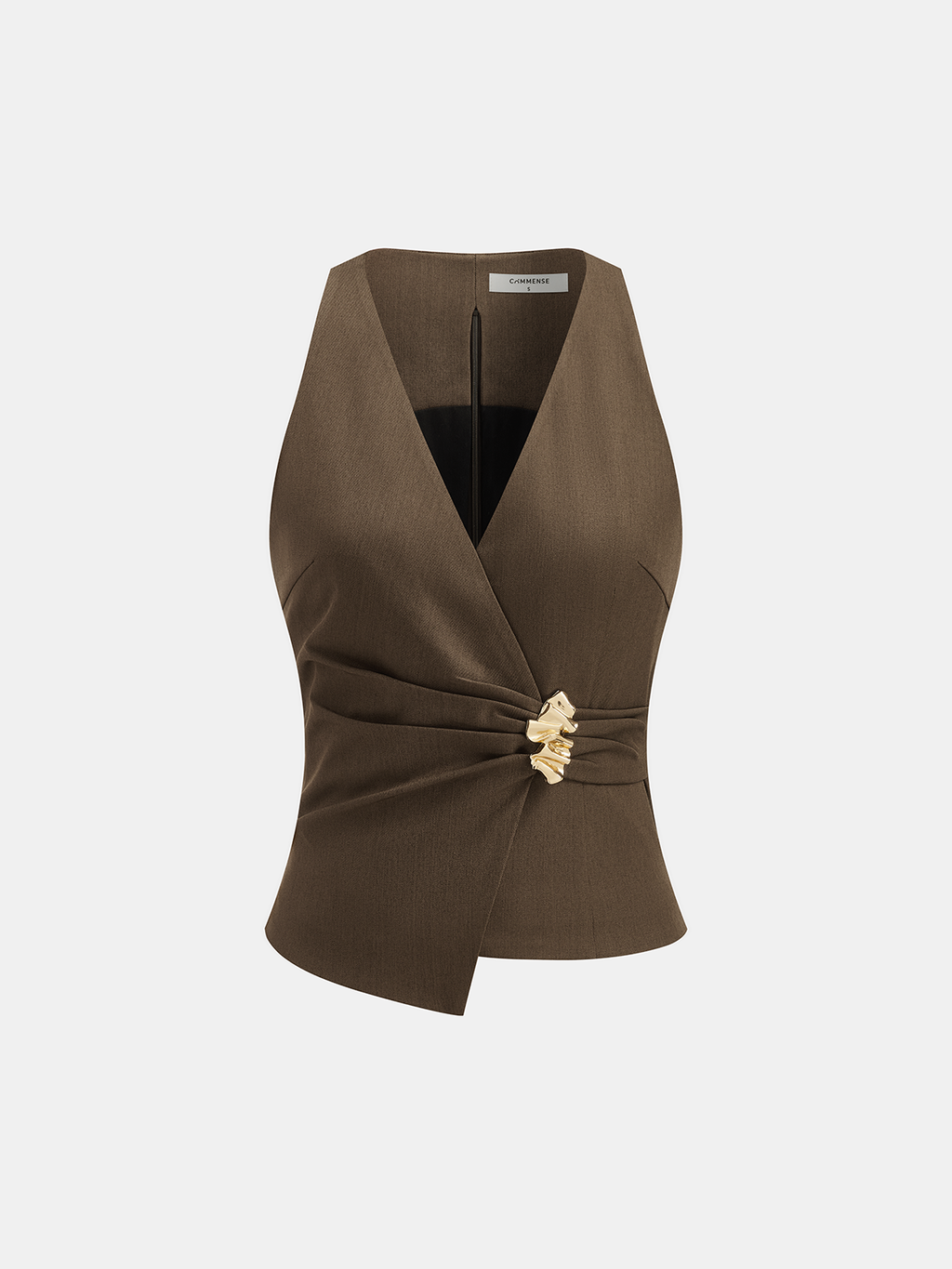 Deep V Cinched Waist Metal Buckle Vest