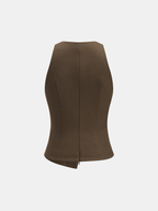 Deep V Cinched Waist Metal Buckle Vest