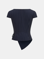 Conjunto de Top Cruzado Anudado y Pantalón Ancho de Raya Diplomática