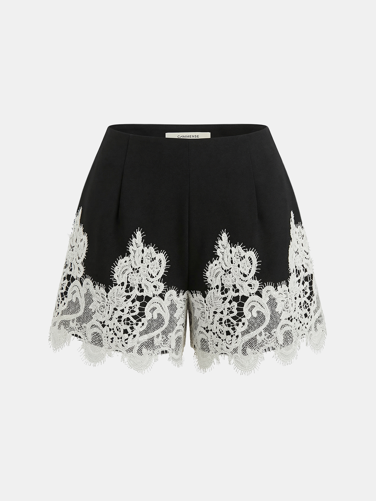 Shorts de Cintura Media con Ribete de Encaje de Contraste