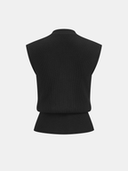 Metal Buckle Sleeveless Knit Cardigan