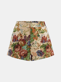 Shorts de Jacquard Floral de Cintura Media
