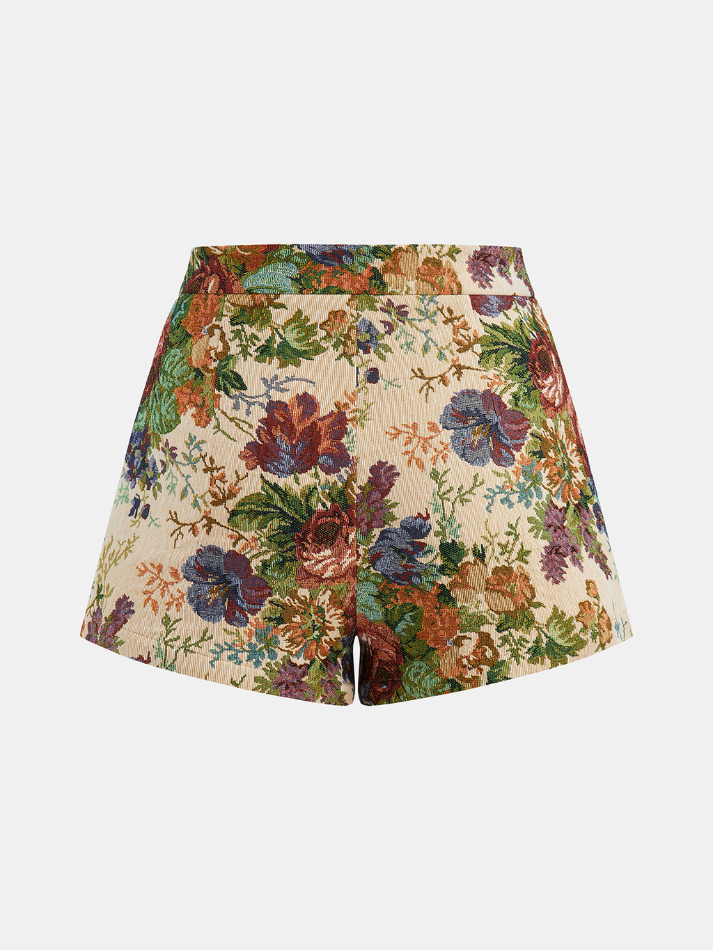 Shorts de Jacquard Floral de Cintura Media