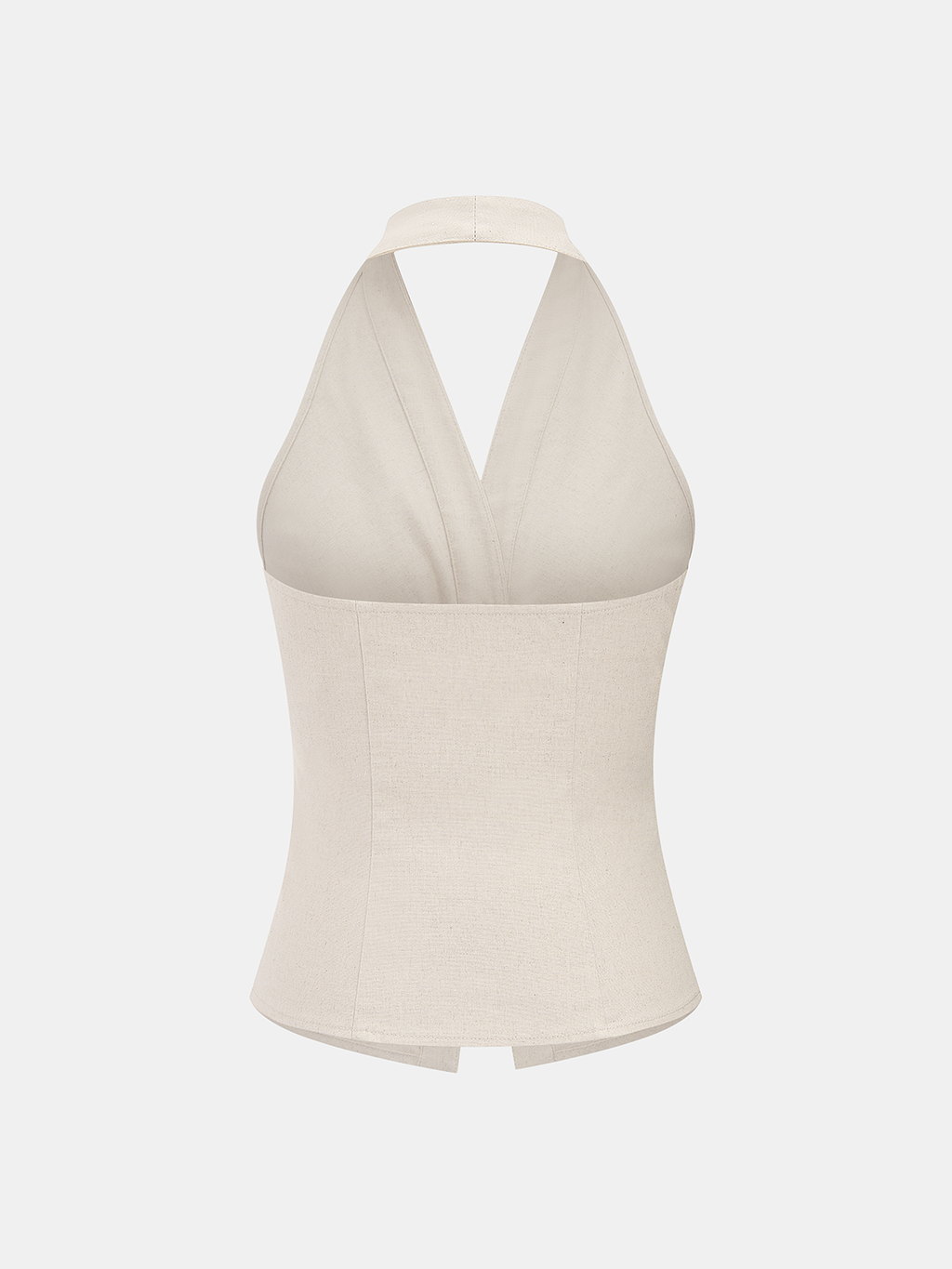 Conjunto de Top Halter Fruncido y Pantalón de Lino