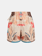 Falda Short Cruzada con Cintura Anudada y Estampado Animal