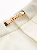 Pantalón Ancho Plisado de Cintura Media con Cinturón