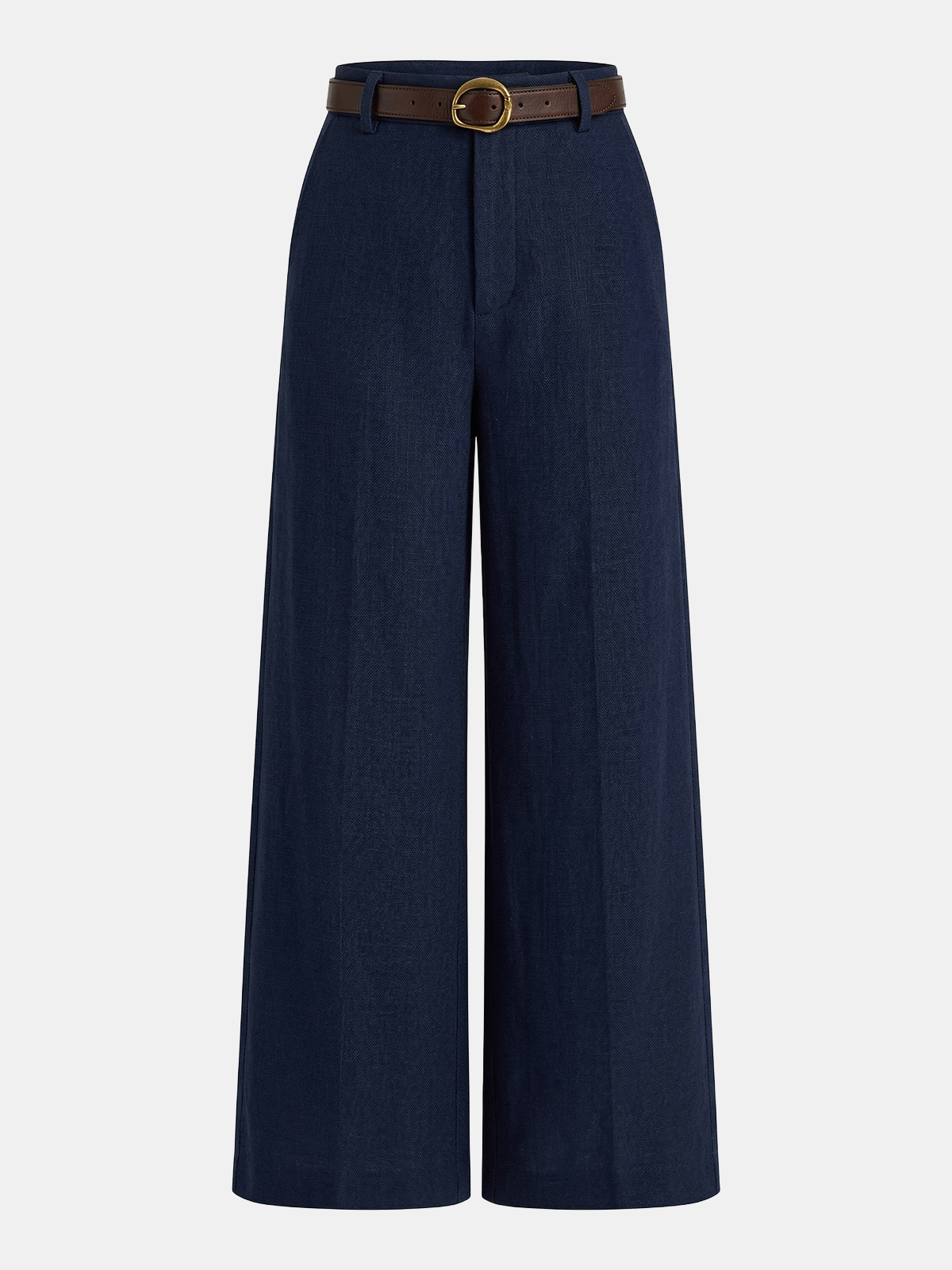 Pantalón Ancho de Lino con Cinturón