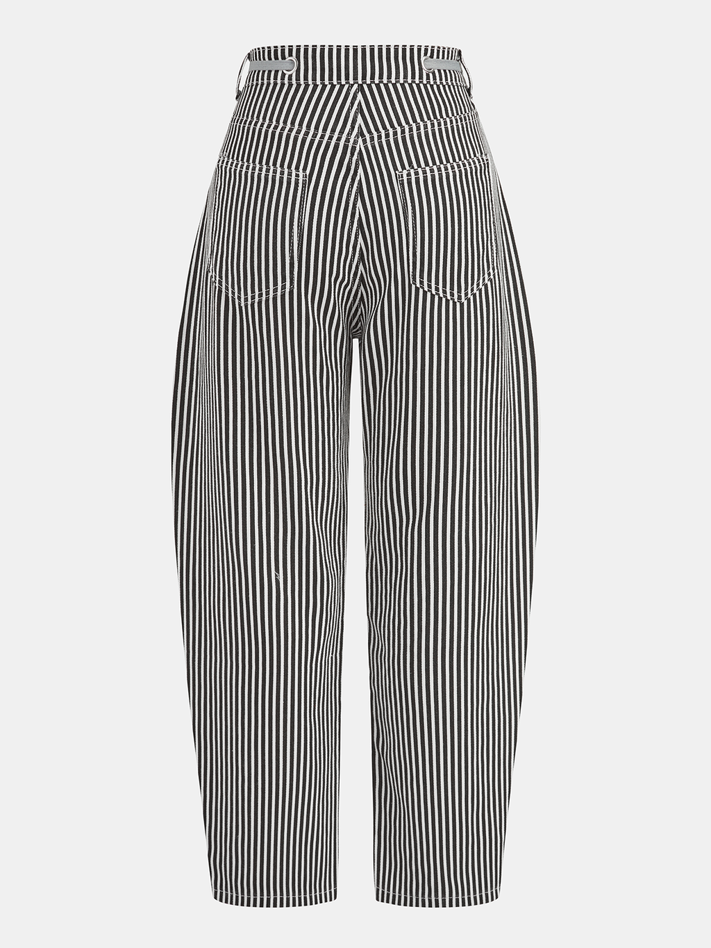 Pantalón Barril a Rayas con Patchwork y Cordón