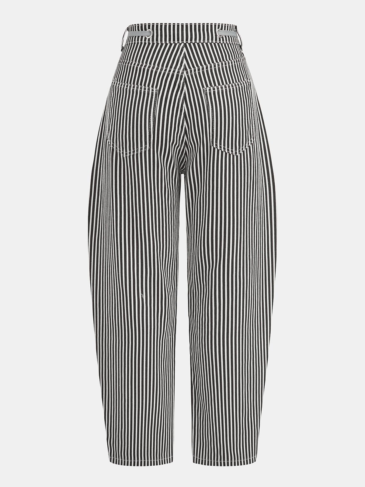 Pantalón Barril a Rayas con Patchwork y Cordón