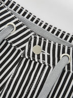 Pantalón Barril a Rayas con Patchwork y Cordón