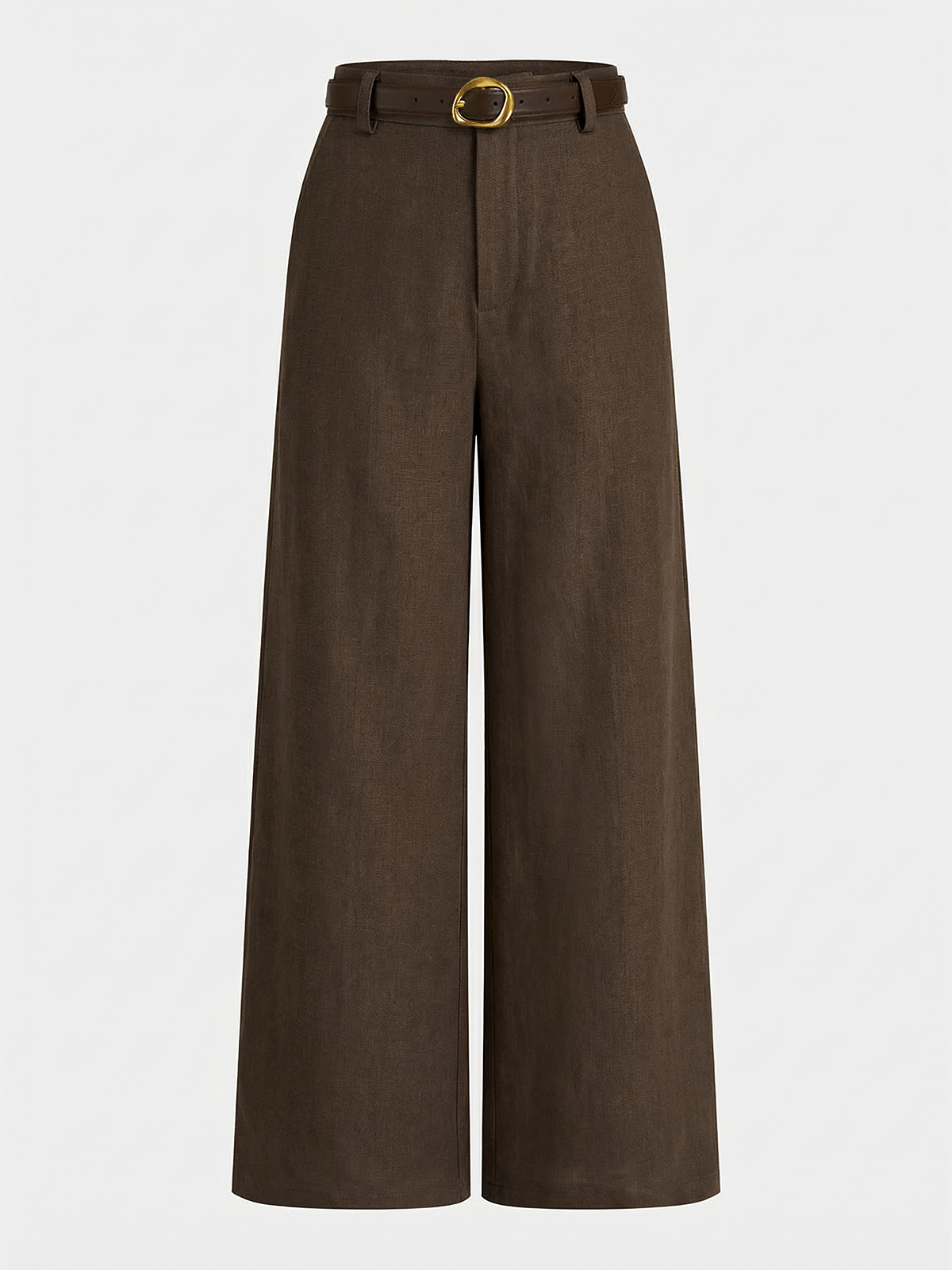 Pantalón Ancho de Lino con Cinturón