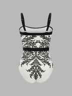 Baroque Print One-Piece Swimsuit & Sarong Set